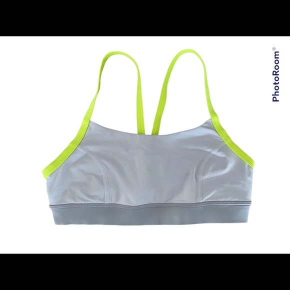 Lululemon sports bra in soft grey and bright yellow - Picture 3 of 3